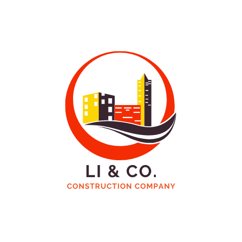 Orange Brown Modern Flat Construction Company Logo